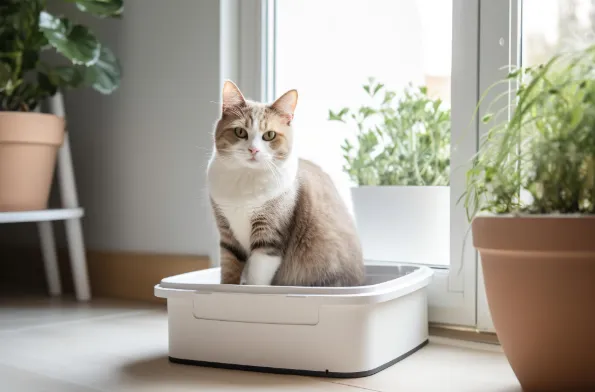 arena para gatos control de olor-gato en arenero detras de una ventana_11zonLettiera per gatti con controllo degli odori