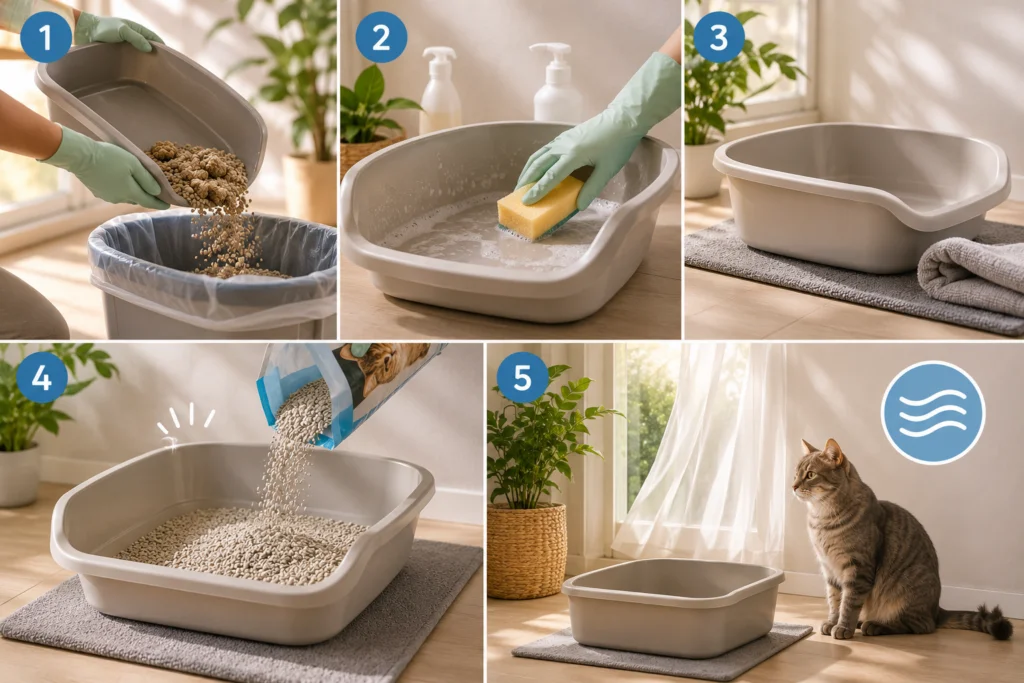 Protocolo de desinfección profunda arenero para gatos